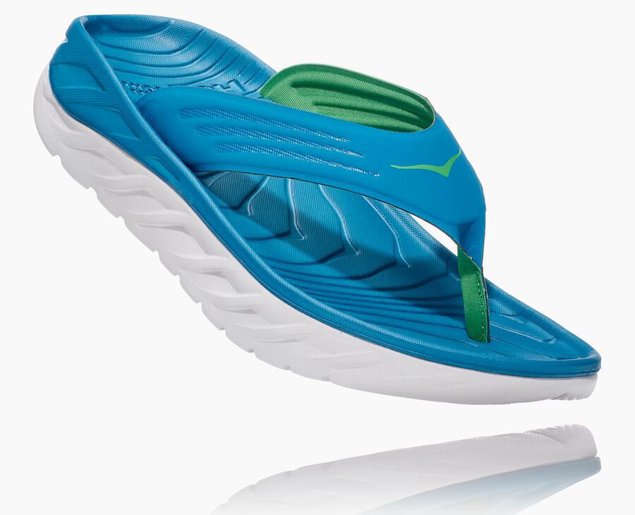 Sandals Mens - Hoka One One ORA Recovery Flip - Blue/White - SEBQKOV-21